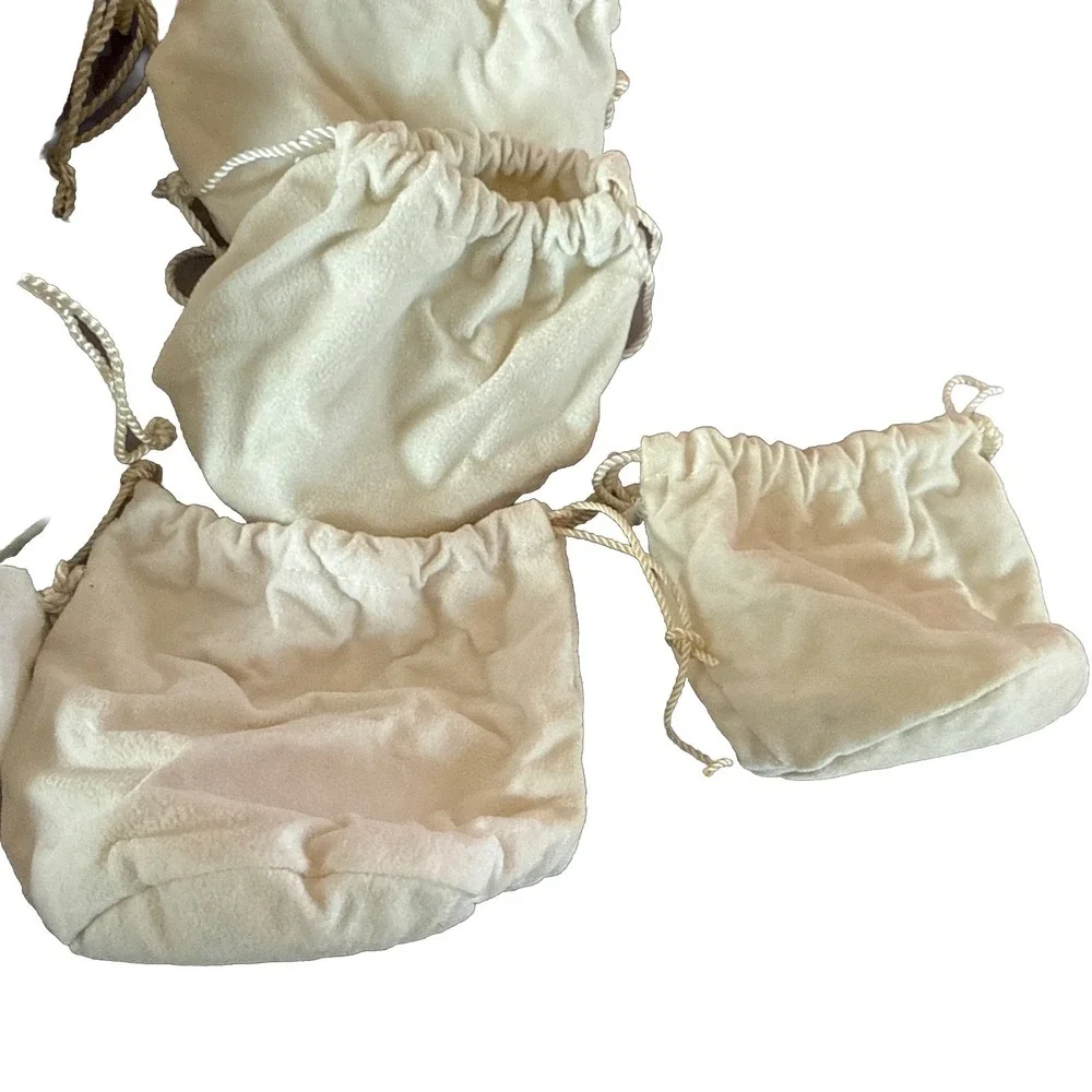 25 Vintage Jewelry Pouches Bulk Drawstring Bags Velvet Flannel Gift Storage Lot